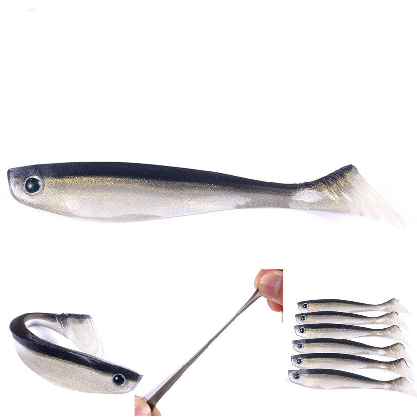 Luya Soft Bait Noir deux couleurs Retour 10cm 6 bandes Pack T
