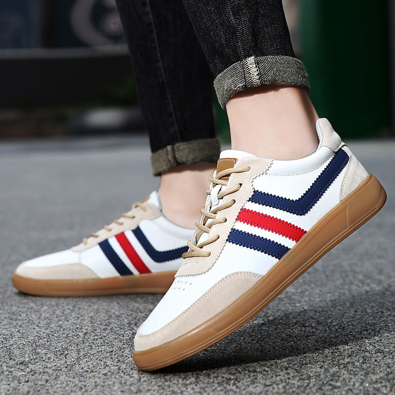 Sneakers en cuir pour hommes avec semelles intérieure et semelles en caoutchouc Tendon-Style