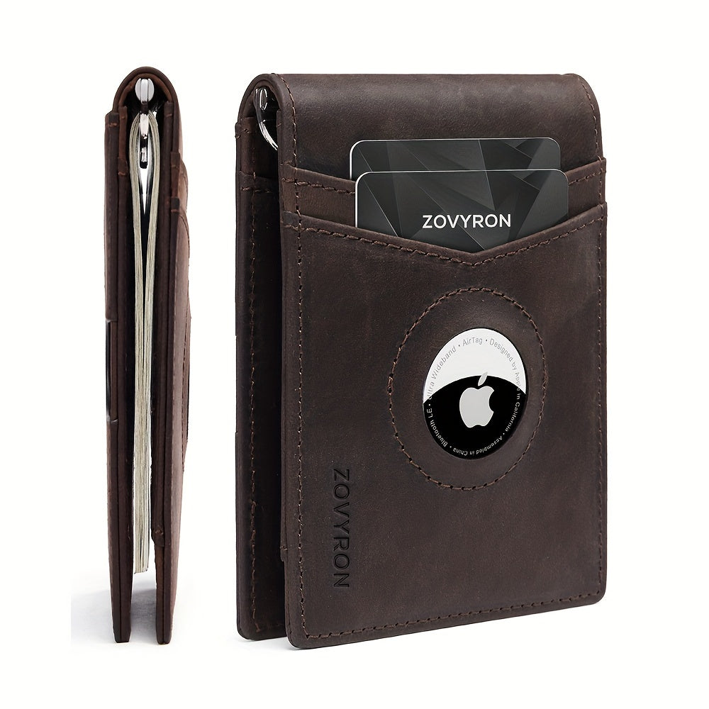 Porte-monnaie en cuir véritable Slim Bifold Wallet avec porte-radar