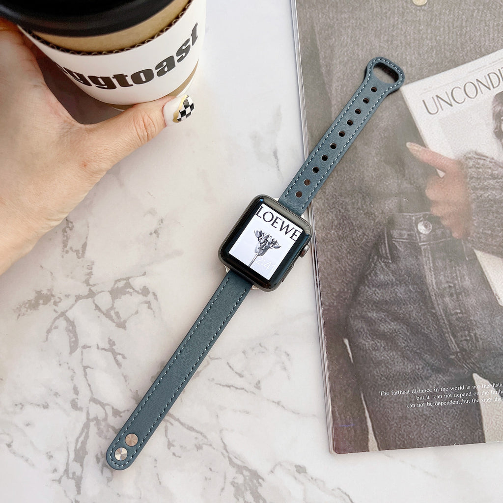 Iwatch7 Petit bracelet en cuir taille barbour Iwatch Iwatch123456se Double ongles mince modèle