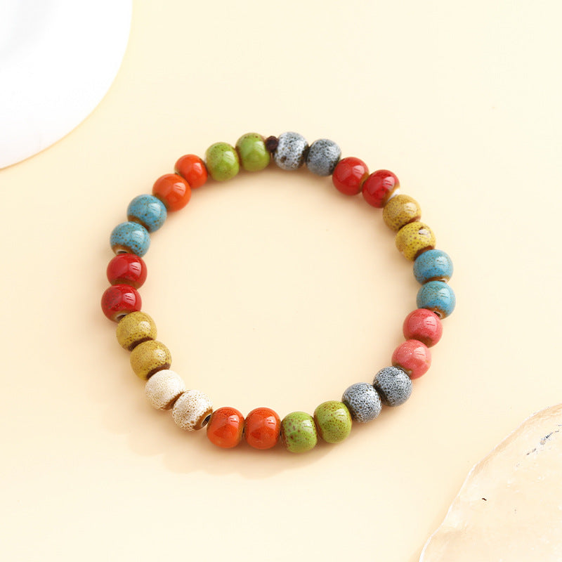 Rétro Scenery Dezhou Ceramic Bracelet Student Literary Ethnic Style National Tendance Perlée