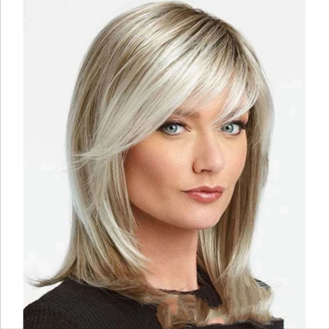 Long cheveux moyen Platinum Faits saillants Brun Gradient teint Cheveux chimiques fibre