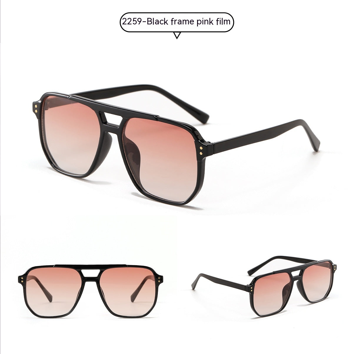 Lunettes de soleil carrées à double faisceau de mode pour femmes