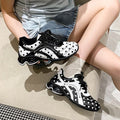 Femmes Polka Dot Air Coussin Sneakers Noir Blanc Couleur Bloc Patchwork Haut Rond Toe Sho