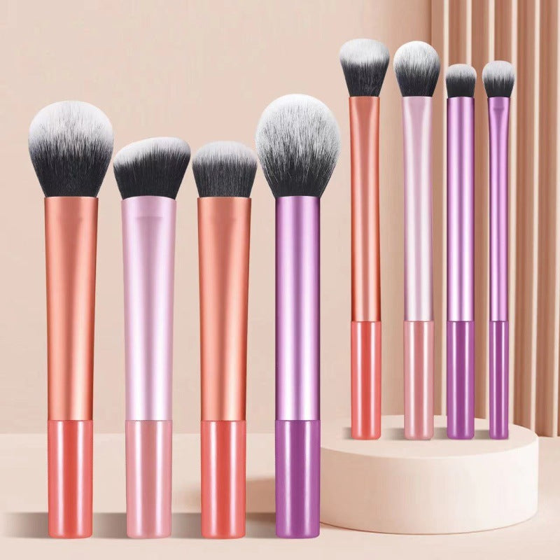 Brosse de maquillage à manches longues 8 pièces Multicolore Ultra-soft