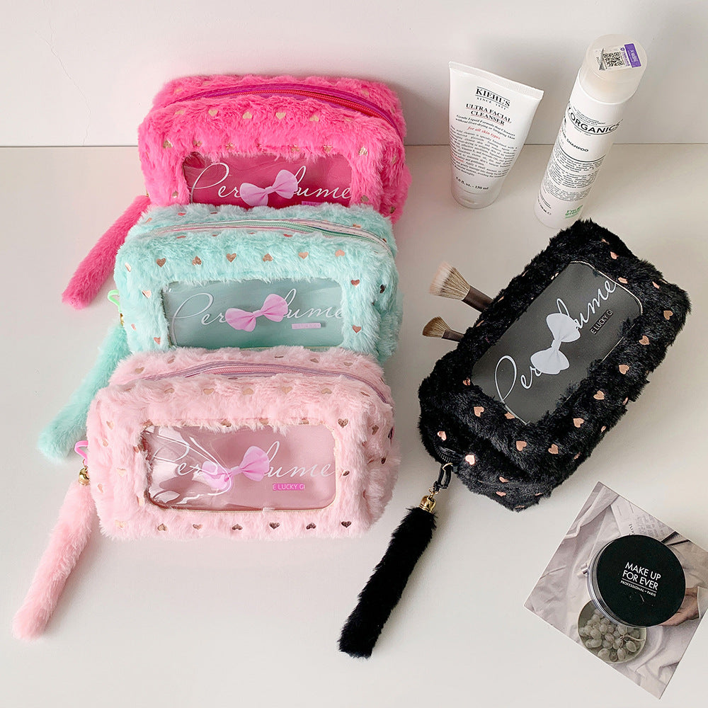 Sac de rangement en peluche à grande capacité