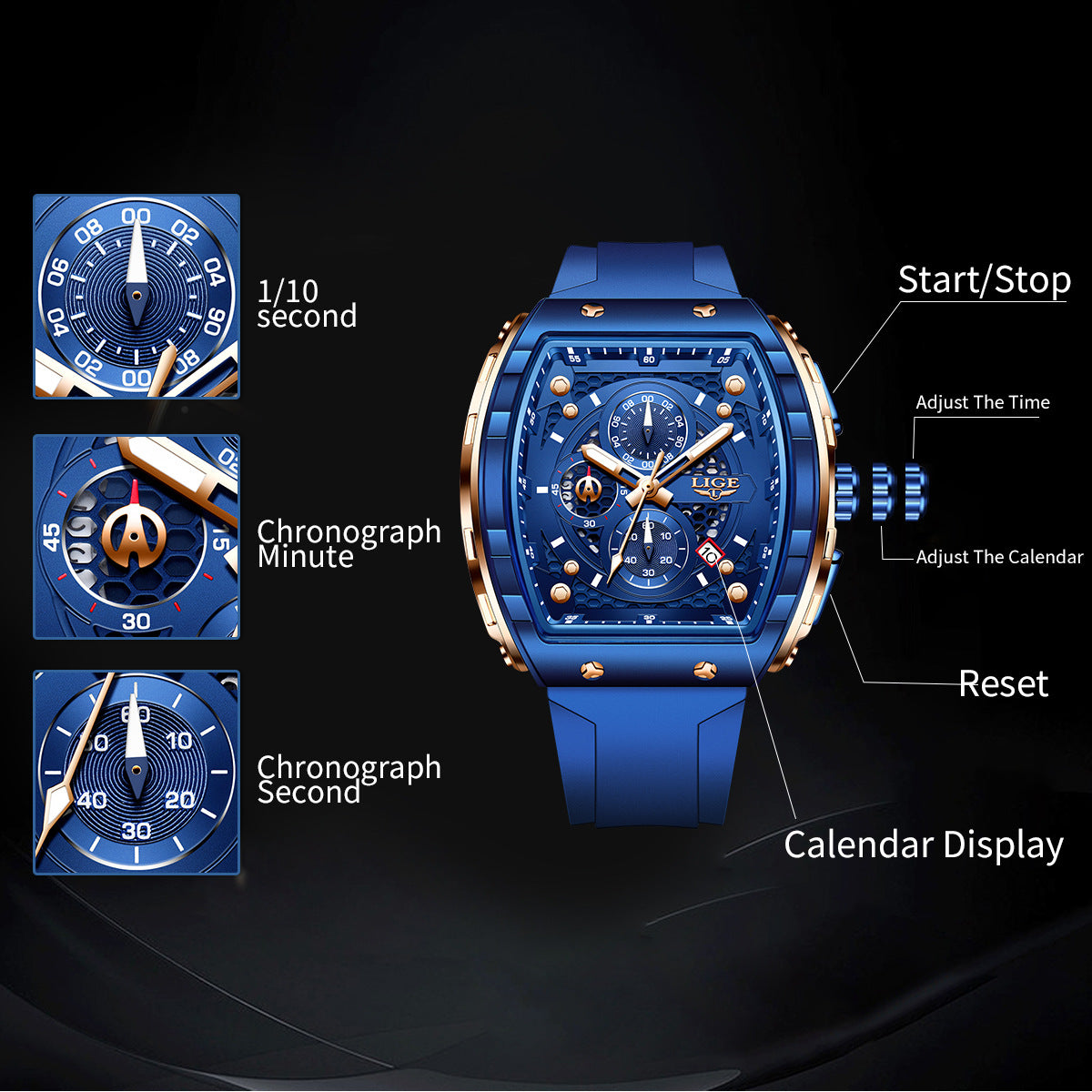 Montre Quartz Sport Homme Multifonctionnelle Lumineuse Imperméable
