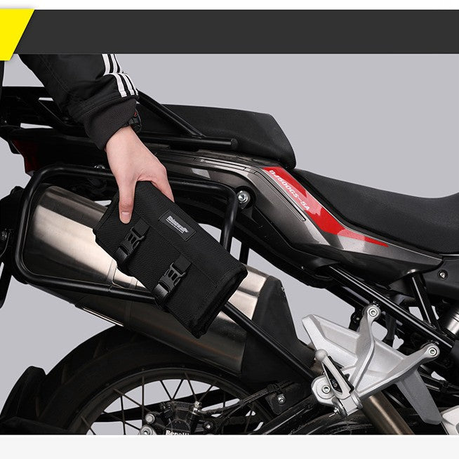 Motorcycle repair kit contains a portable package