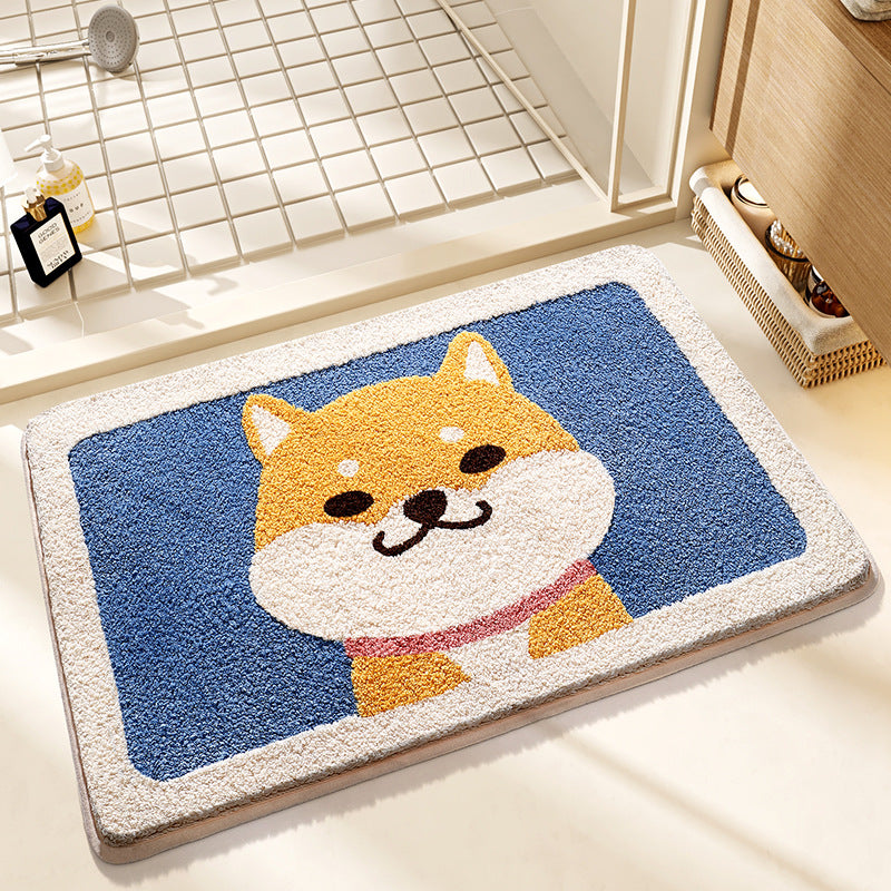 Flocked Home Doormat Salle de bain Rug Absorbent Mat antidérapant Chambre à pied Pad
