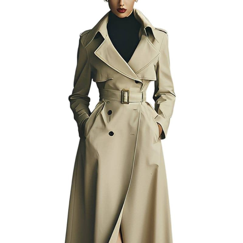Élégant polyvalent et figuratif long manteau femmes Trench style Vêtements de dessus