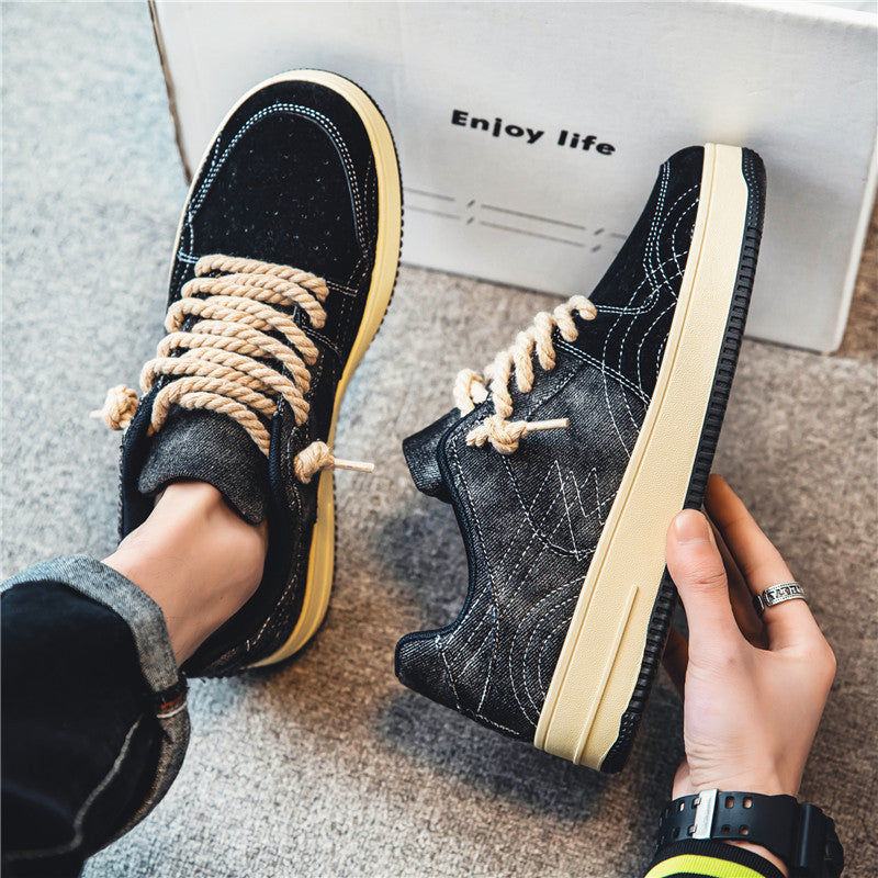 Loisirs Denim Conseil Chaussures Hommes Dentelle-up Appartements Skateboard