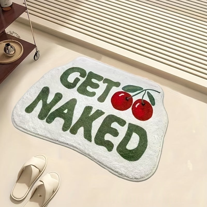 Imitation cartoon Cashmere Rug avec des lettres et des fruits Absorbant tapis de salle de bains