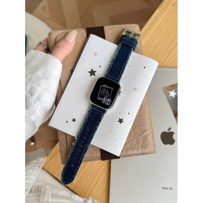 Bracelet de montre en cuir denim mode