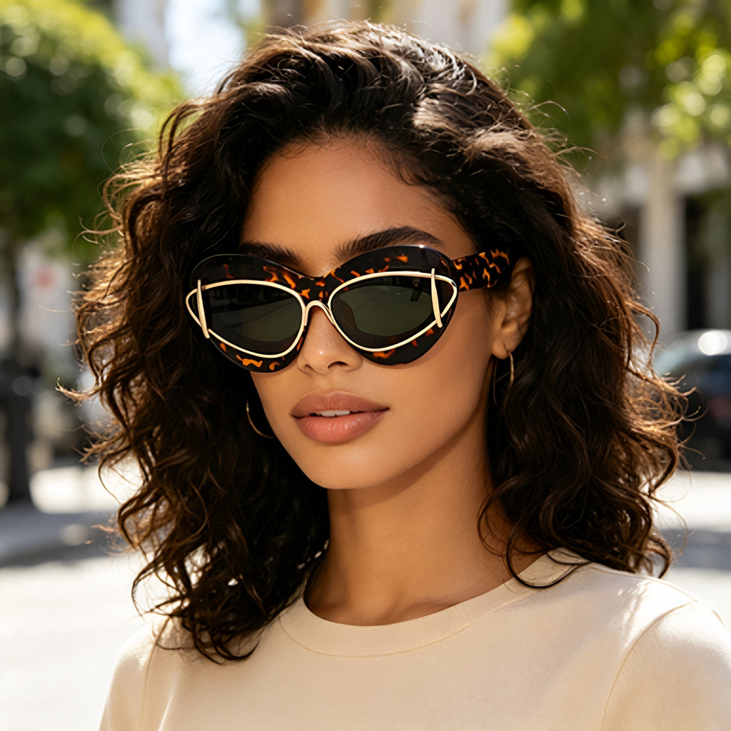 Lunettes de soleil Cat-Eye de mode européenne et américaine pour femmes conduite Internet Célébrité Même