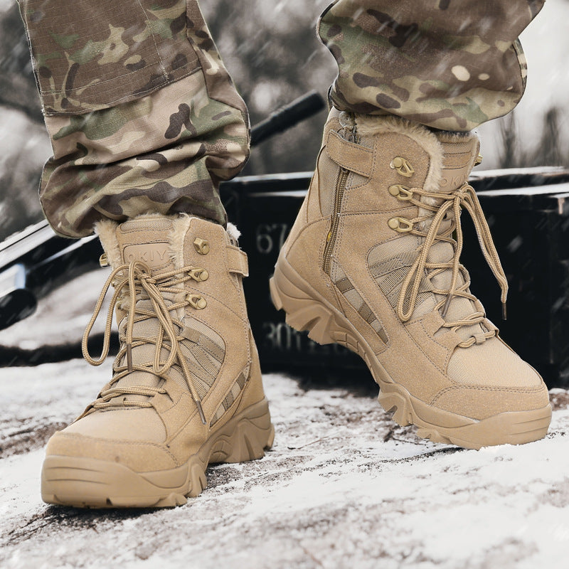 Exportation d'hommes Camping d'hiver Combat militaire bordé de polaire neige chaude Bottes d'escalade extérieure