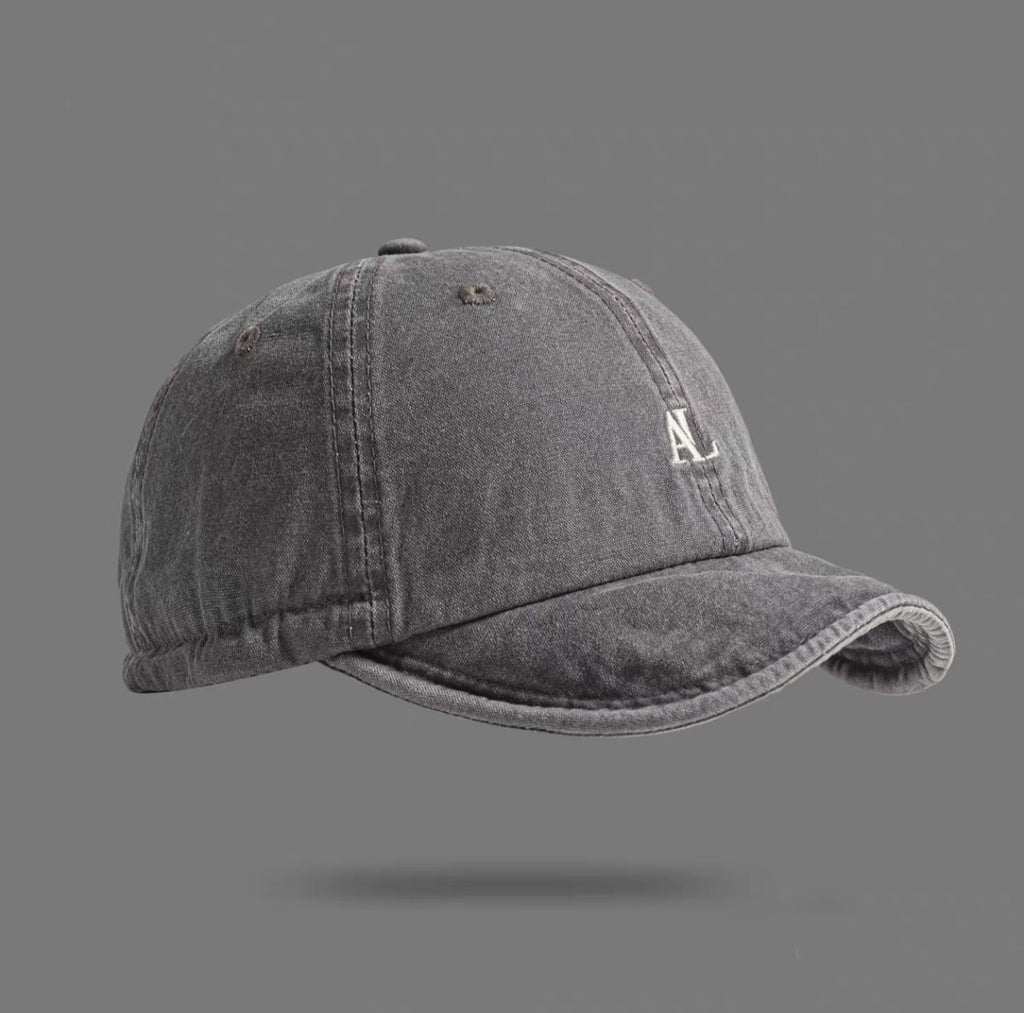 Broderie lavée de couleur unie AL Lettre réglable Soft Cap avec rétro courte brodée