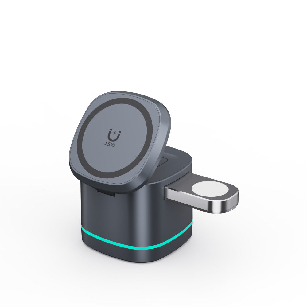 Chargeur de charge rapide sans fil magnétique pliant trois en un