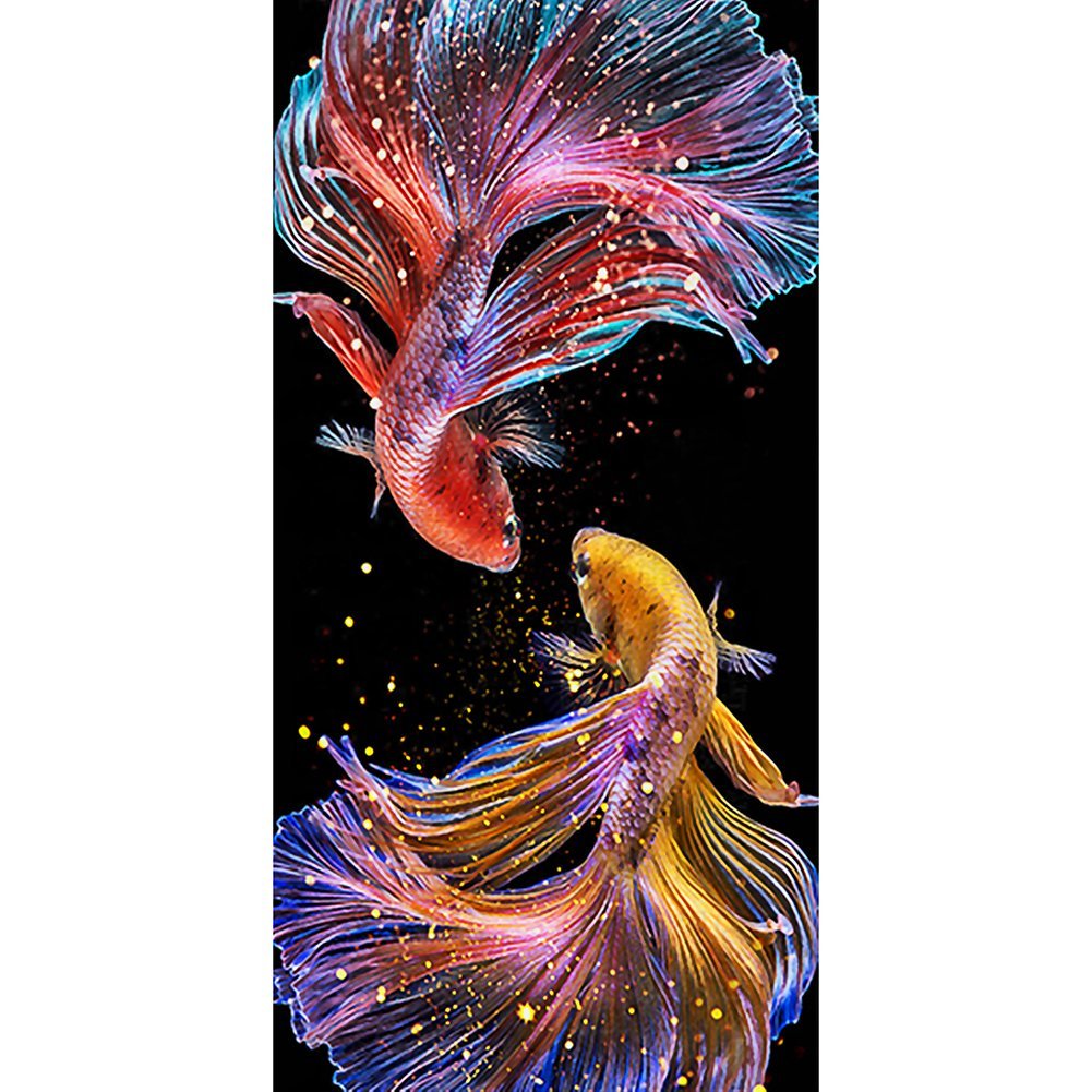Colorful poisson pleine ronde carré diamant peinture