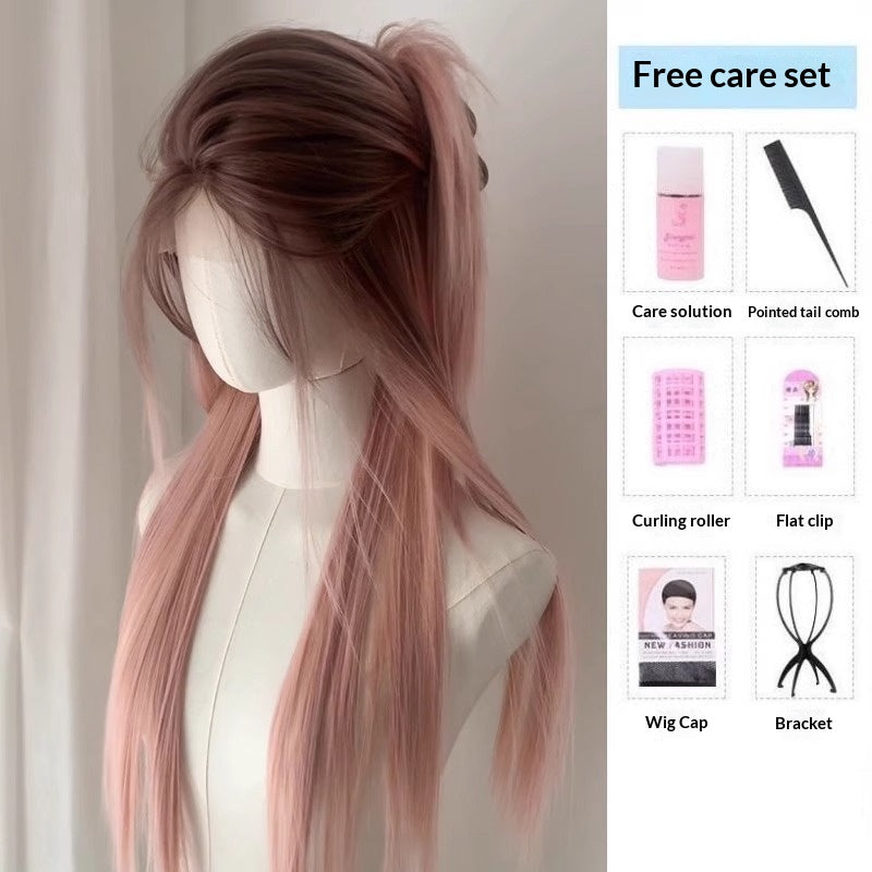 Moyenne-partie huit-forlock Bangs long droit perruque