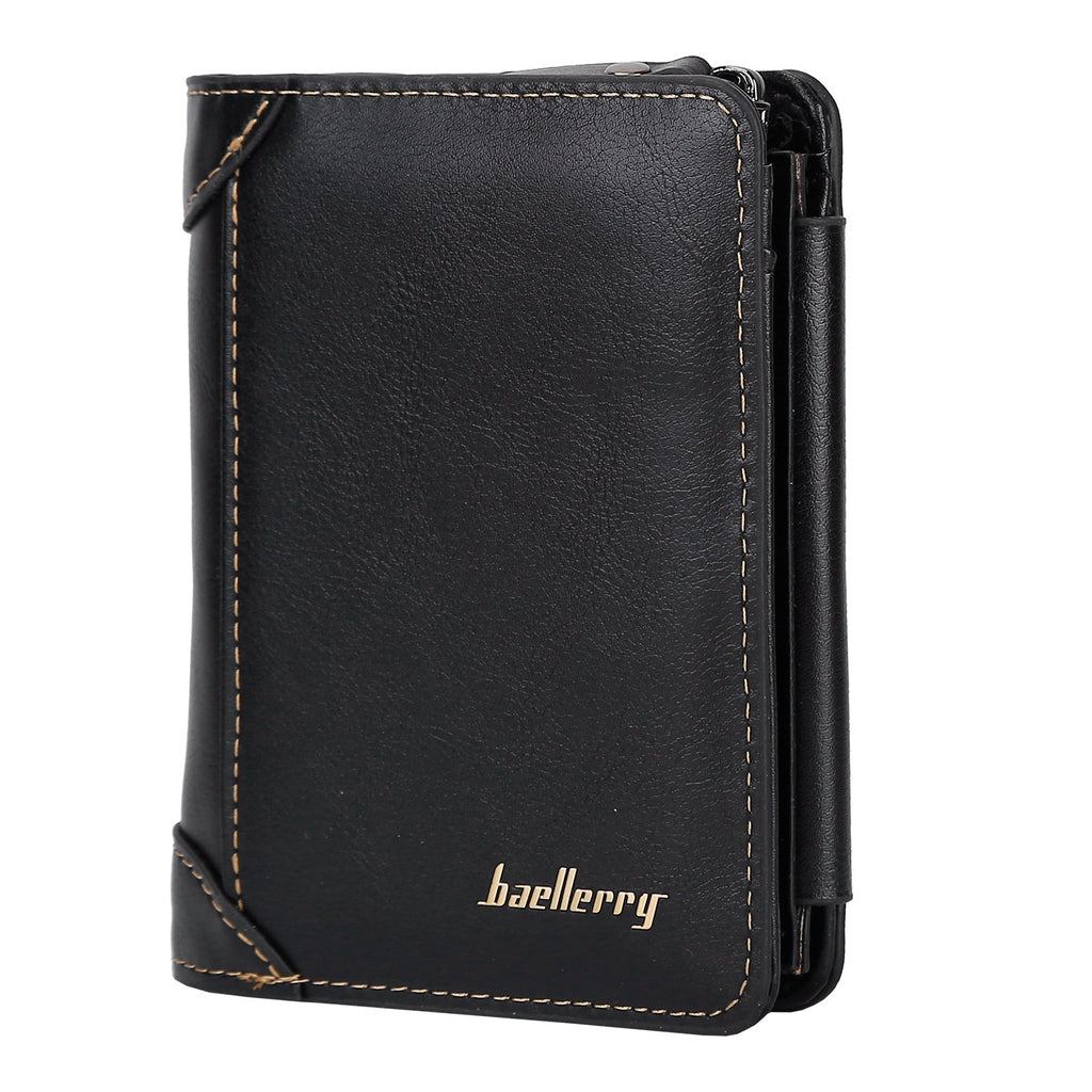 Porte-cartes en cuir de portefeuille 1Pc Hommes Purse Trifold embrayer Zipper argent avec fenêtre d'identification 14