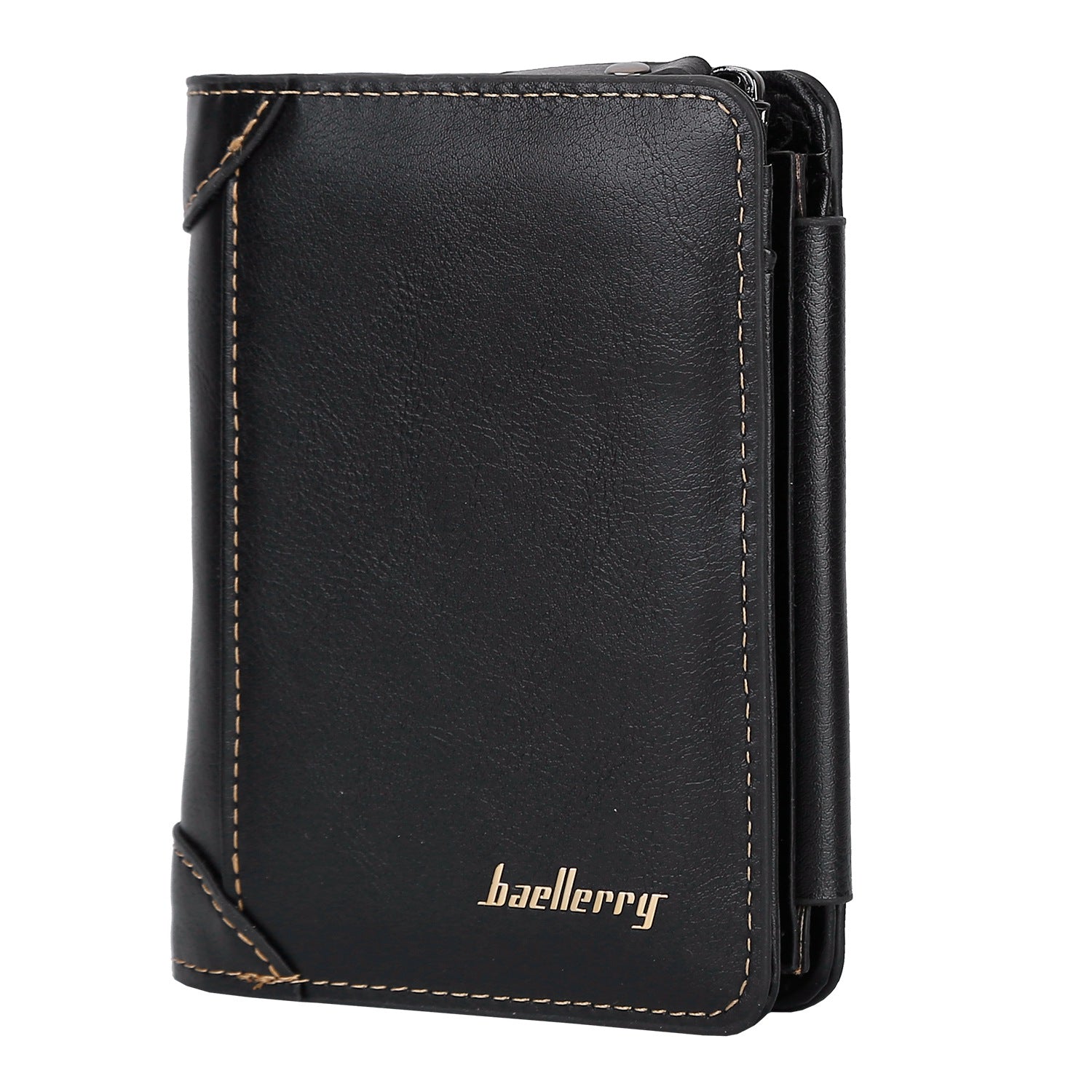 Porte-cartes en cuir de portefeuille 1Pc Hommes Purse Trifold embrayer Zipper argent avec fenêtre d'identification 14