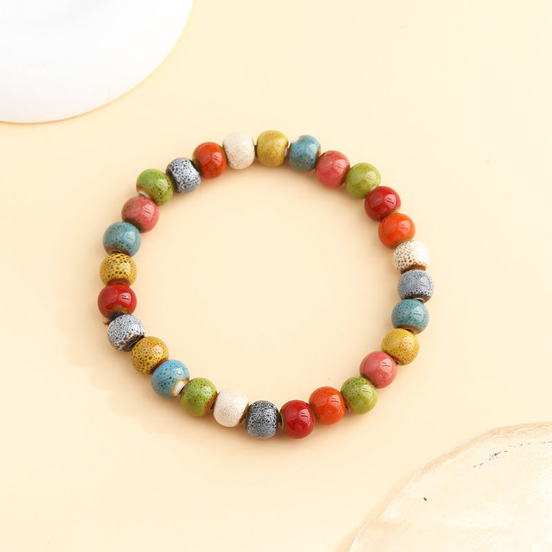 Rétro Scenery Dezhou Ceramic Bracelet Student Literary Ethnic Style National Tendance Perlée