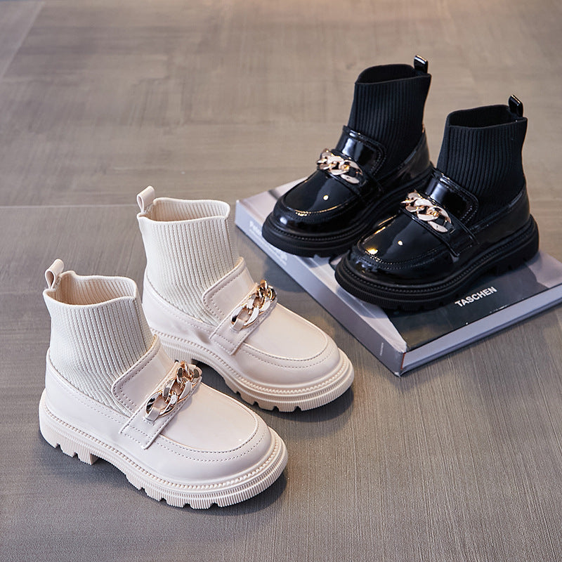 Bottes courtes élastiques tricotées pour enfants