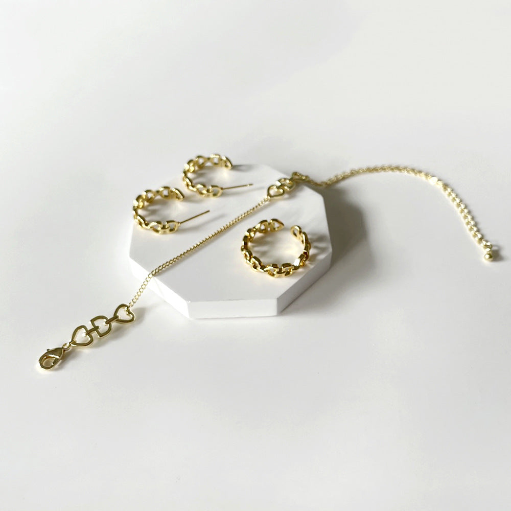 Minimalist Love Lettre D Boucles d'oreilles Bracelet