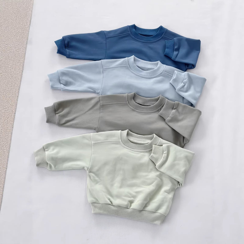 Sweatshirt Terry-Fleece à col rond style pour petits enfants