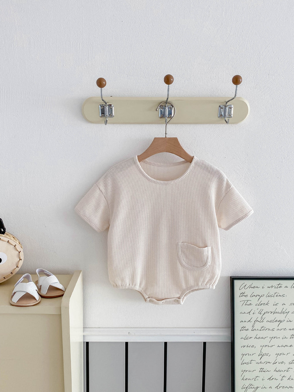 Bébés Simple et confortable Waffle-knit à manches courtes Onesie