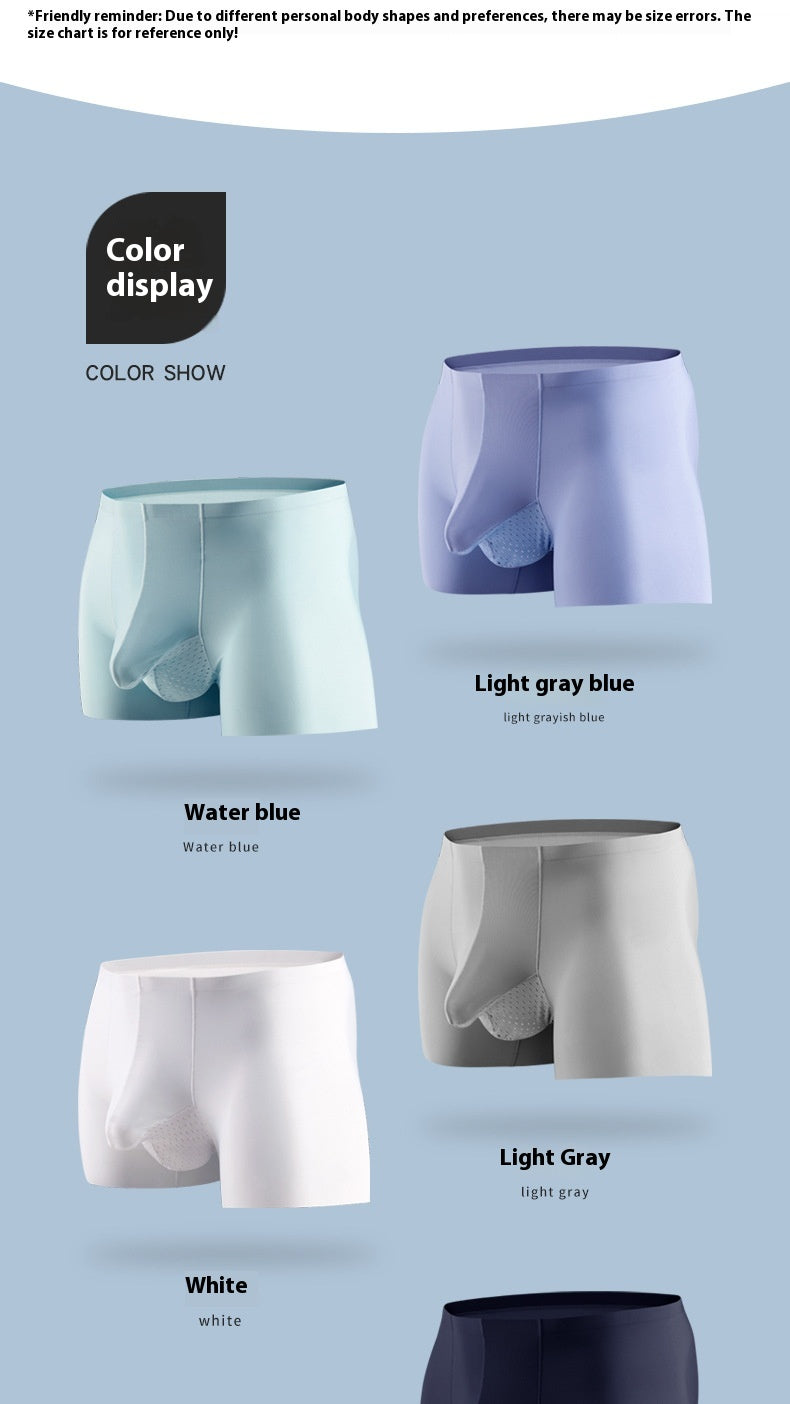 Ice Silk Bullet Separation Sous-vêtements pour hommes Boxers mince respirant Sexy Quatre-corner Short