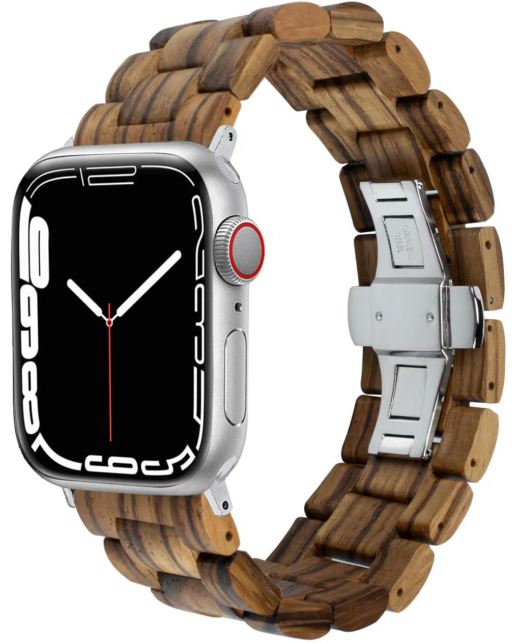 Bracelet de montre en bois massif à papillon