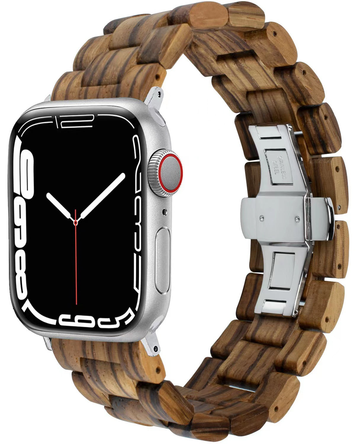 Bracelet de montre en bois massif à papillon