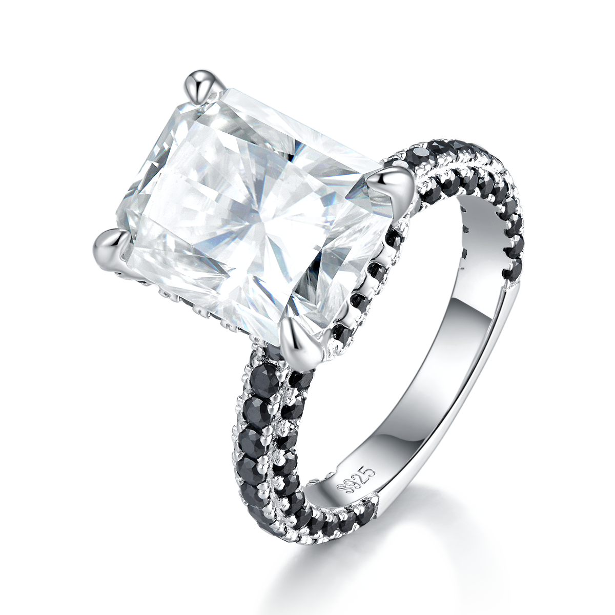 S925 Argent Sterling 8ct Anneau de Moissanite