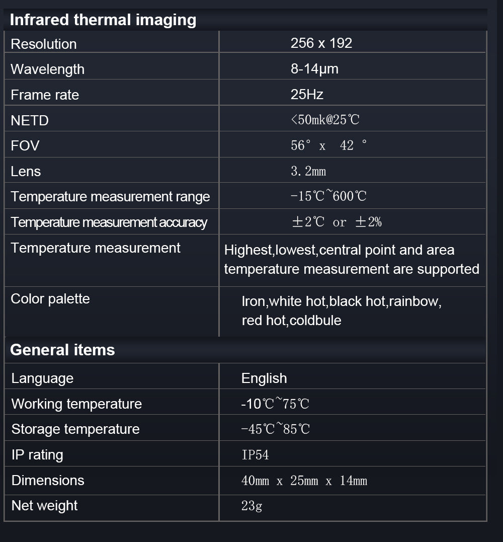 Rechargeable Android Thermal Imaging Camera