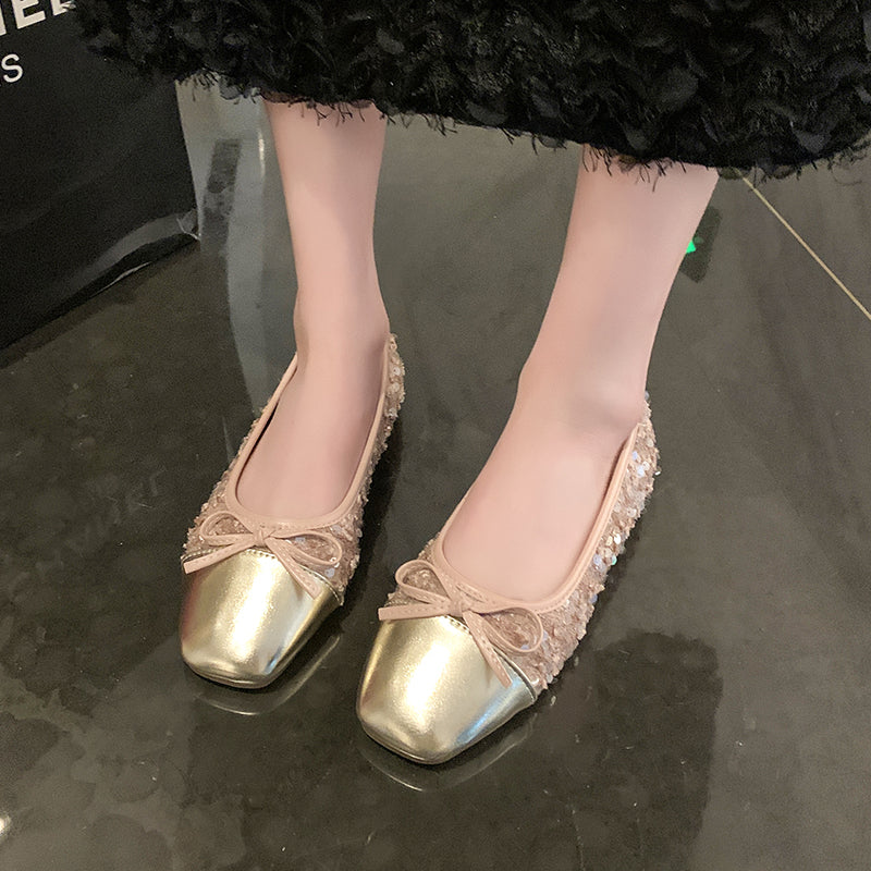 Femmes Élégante paillette paillette Mary Jane Flat Shoes Matching Casual Daily