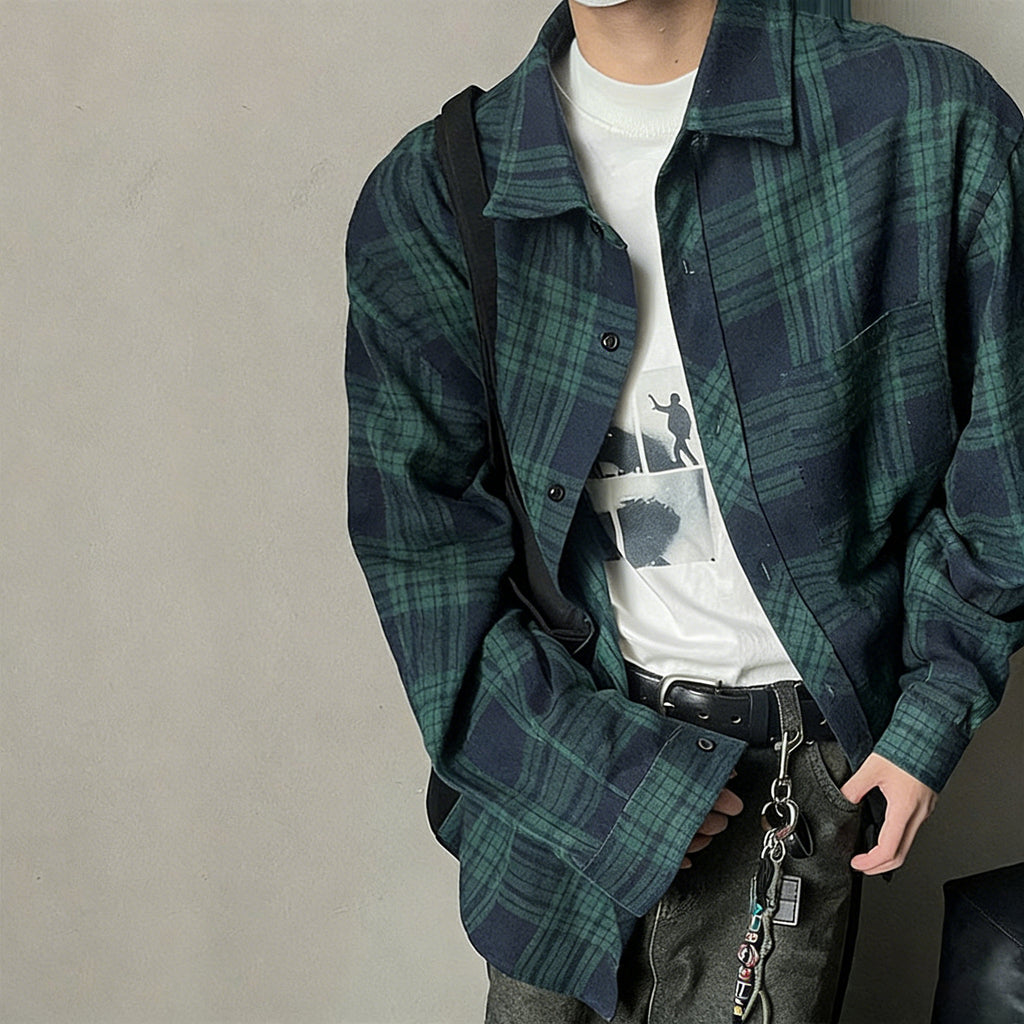 Chemise en Plaid Casual pour Homme