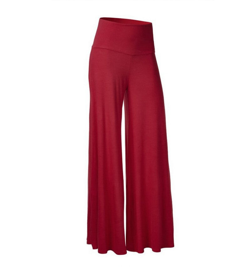 Pantoufles en soie de glace drapées à large leg Plus taille Yoga Long Pantalons Fitness Style