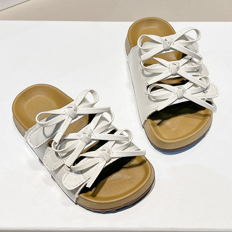 Été Filles Bow Birken Pantoufles à une chaîne