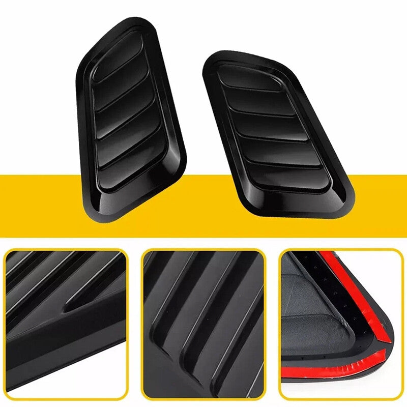 Bloss Black Car Bonnet Hood Air Flow Intake Scoop Vent Decor couvre Universal 2X