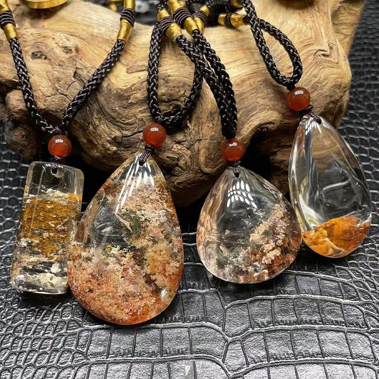 Collier pendentif en cristal transparent en sweater complet
