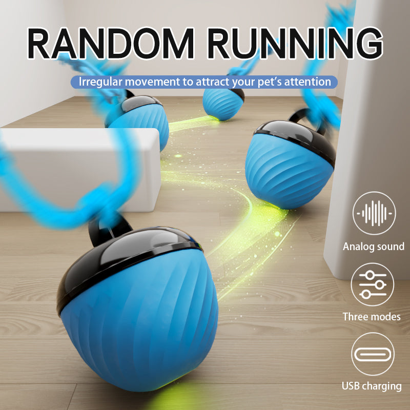 Smart Dog Chat Toy Ball Electronic Interactive Pet Toy Moving Ball Rope USB 3 Modes Automat