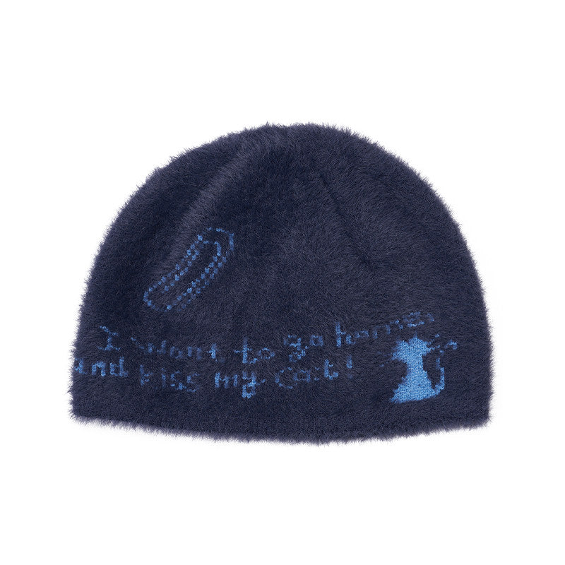 Chapeau à froid tricoté original Polyvalent Chapeau tricoté Niche Face Petite protection de l'oreille Knitted Ha