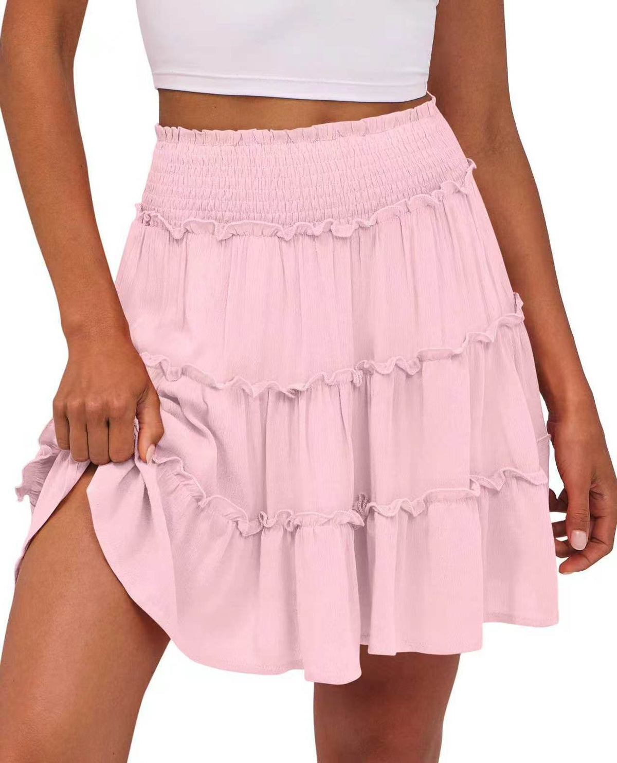 Femmes Casual High-Wisted Ruffled Multi-couche Mini Jupe