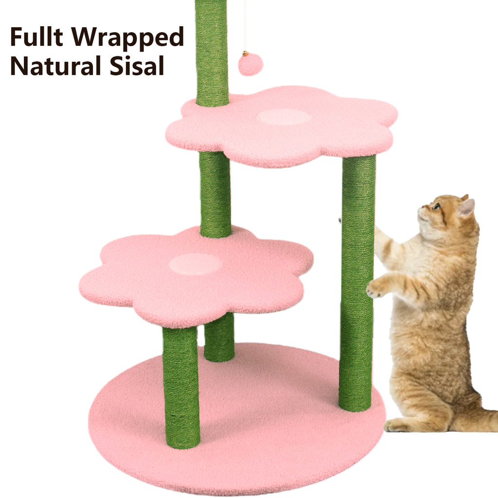 Arbre de chat avec perche confortable amovible & poteaux de scratch Suspension & Jouet Furnit de chat multi-niveaux
