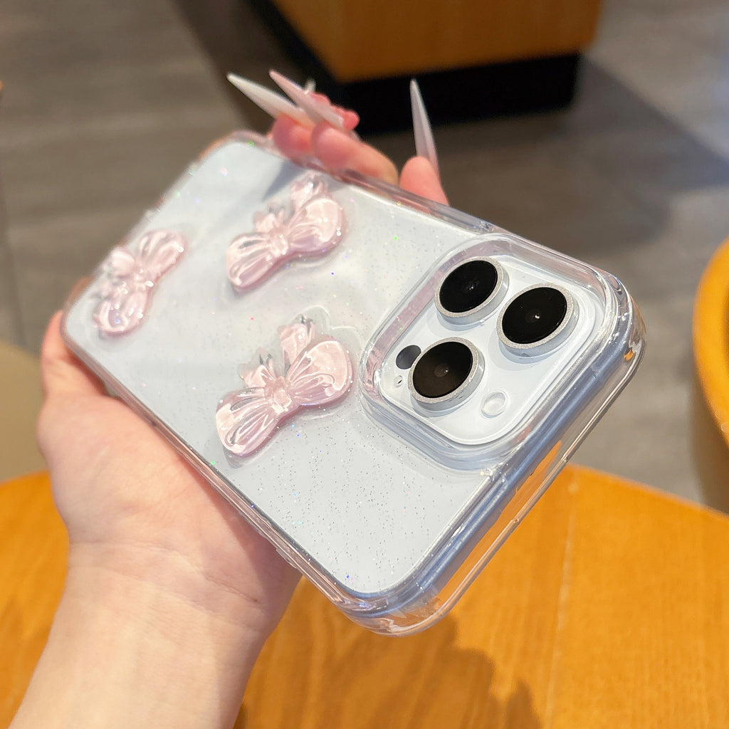 Bow Knot Epoxy boîtier de téléphone transparent résistant à la chute