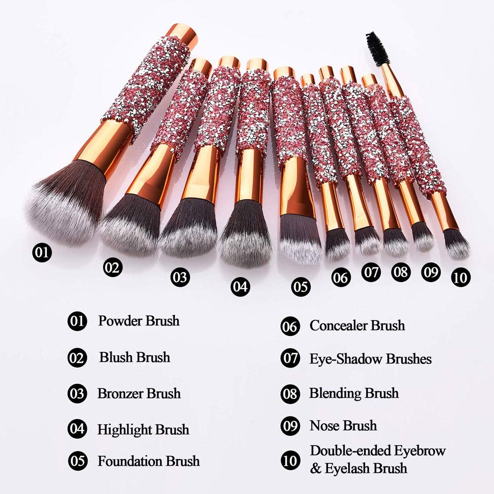 10 en 1 pinceau de maquillage personnalisé en diamant