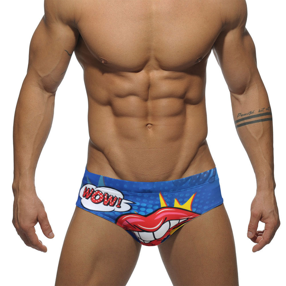 Lèvres sexy imprimées hommes Slips de bain Bikini Low Waist Beach Slips à séchage rapide
