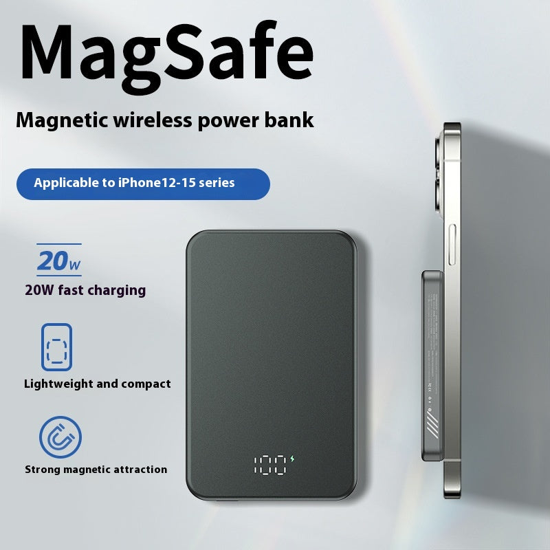 Affichage numérique Alliage d'aluminium Magsafe Magsafe magnétique Banque de puissance sans fil