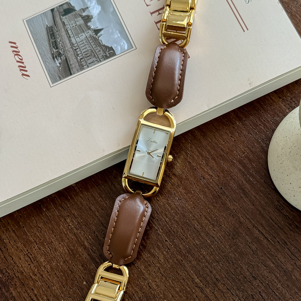 Bracelet en cuir carré montre